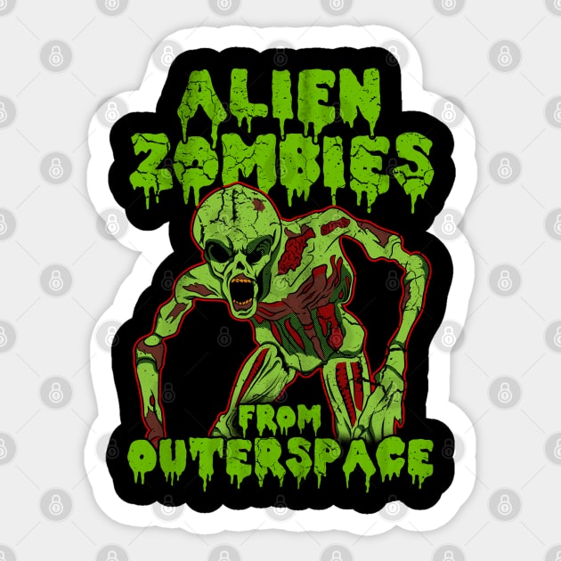 Halloween Alien Zombies From Outer Space Sticker by E